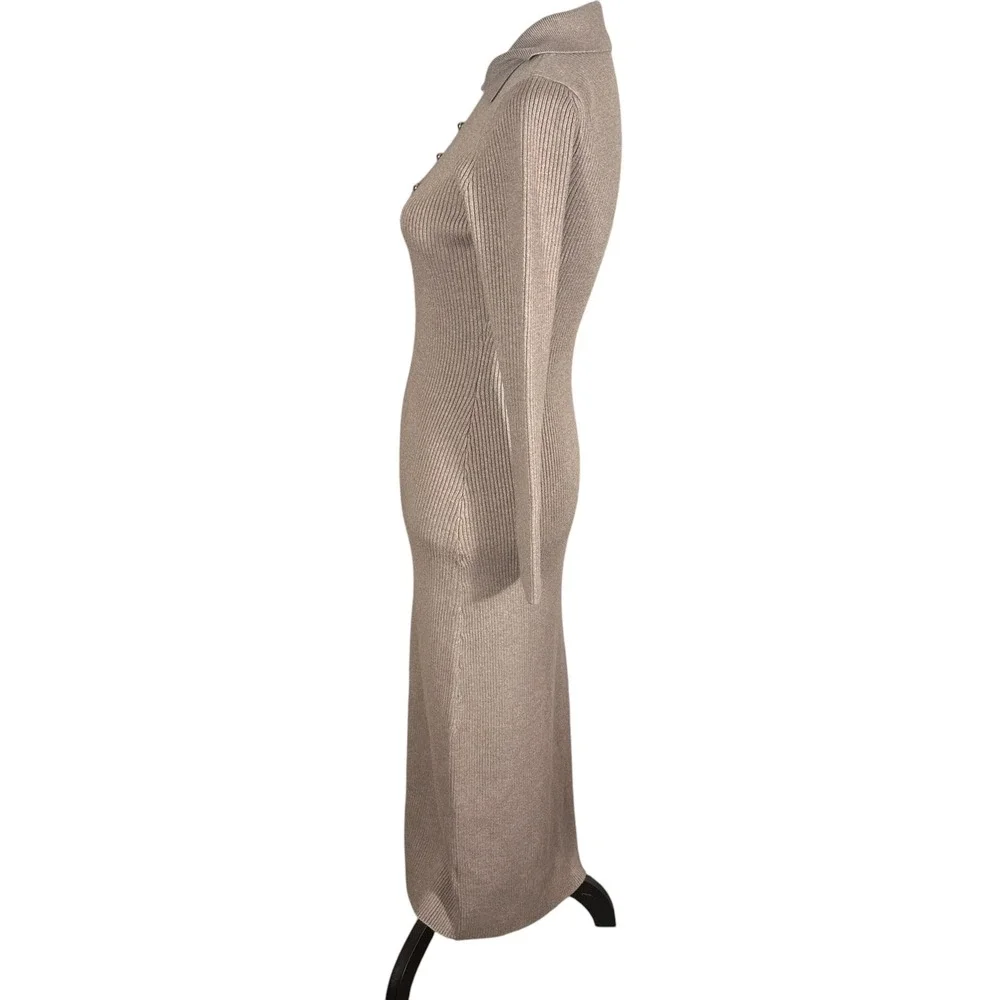Abercrombie & Fitch Maxi Dress NWT Womens SP Taupe Brown Ribbed Knit Long Sleeve
